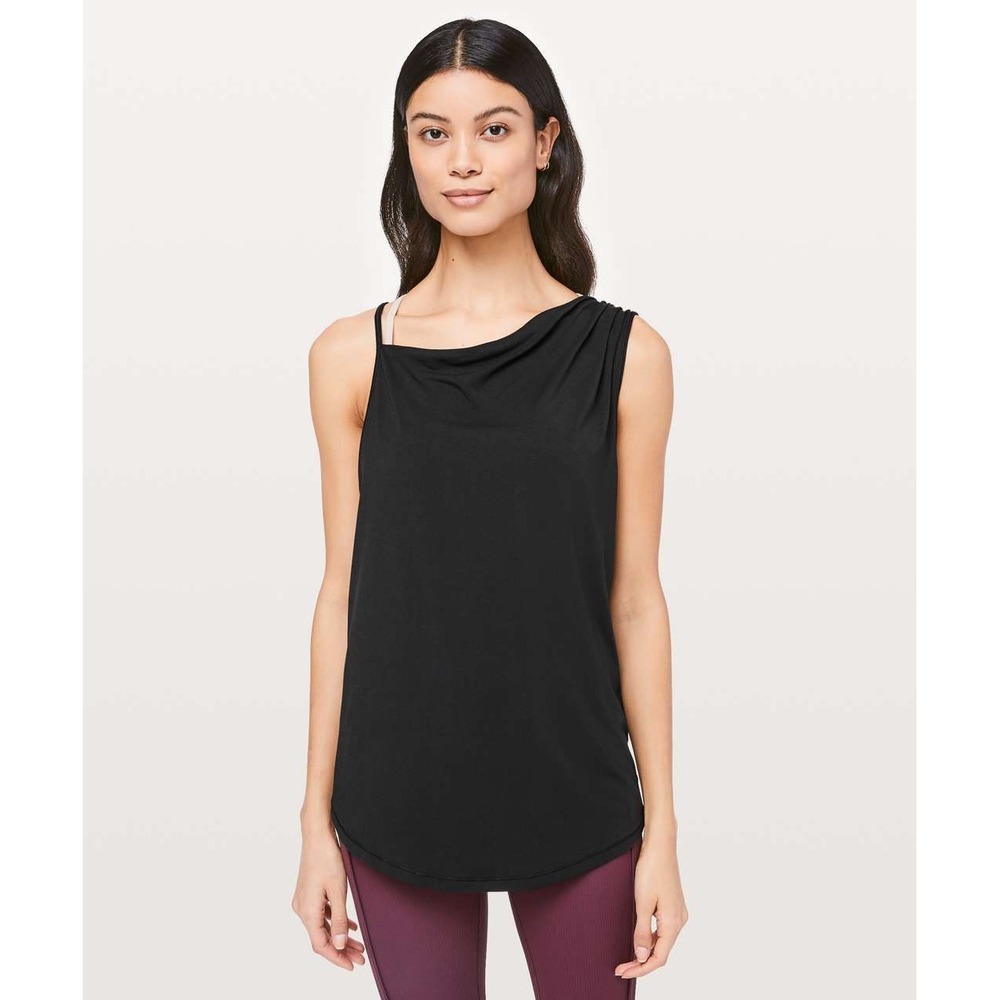 Lululemon Women Dare to Drop Tank Size 8 Black Quiet Luxury Modal Top - Picture 2 of 5
